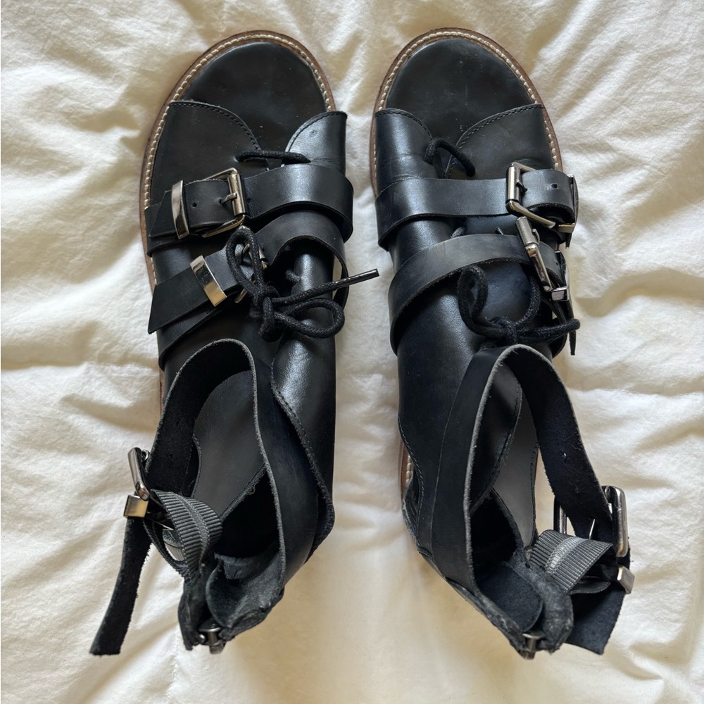 Free People Black Leather Sandals